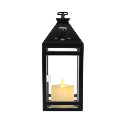 Lanterne solaire de table 12,2 po H avec bougie DEL motorisée incluse