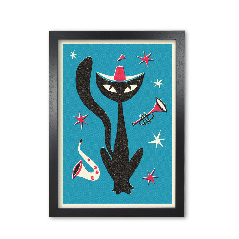 Jazz Solo - Single Picture Frame Print, 84cm H x 59.4cm W x 0.5cm D, Black Grain