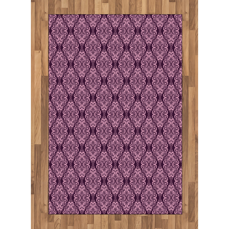 Plum Pink High Density Long Fiber Poly Threads Decorative Area Rug Carpet, Rectangle 4' x 5'8"