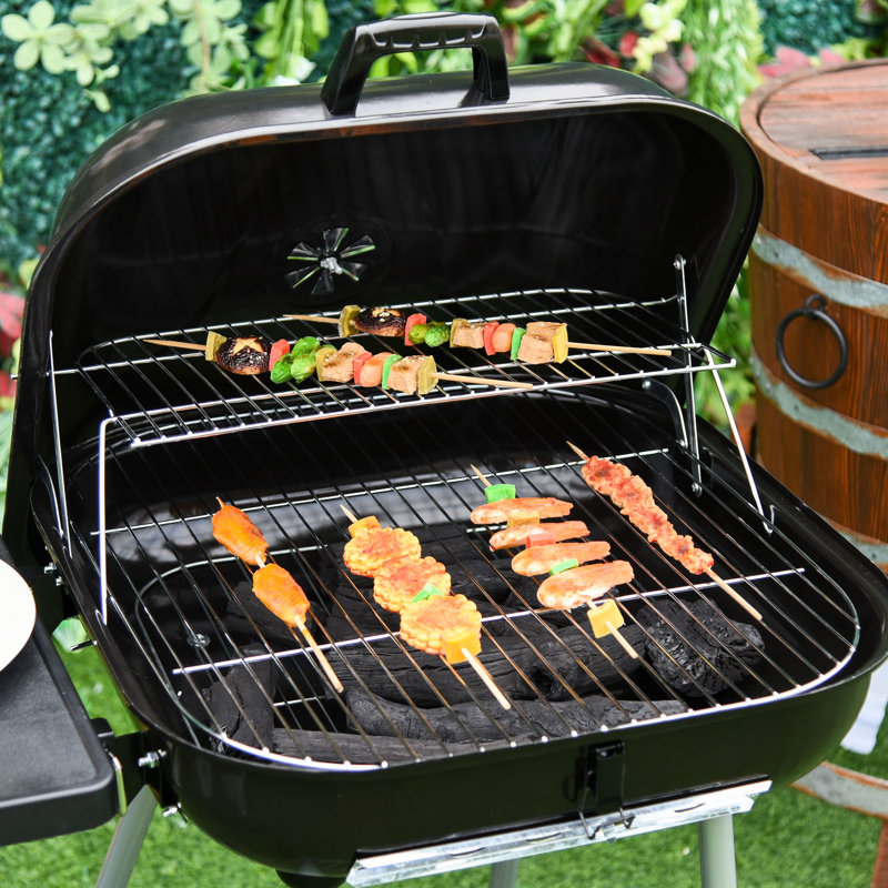 Barbecue au charbon portatif 21 "avec tablette inférieure - Roues et évents réglables pour la cour, le camping, le pique-nique, merveilleux barbecue