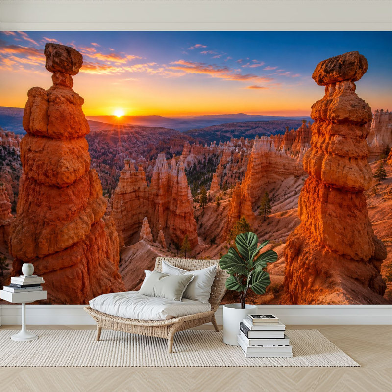 Papier peint adhésif autocollant amovible Bryce Sunrise, L 69 po x l 96 po