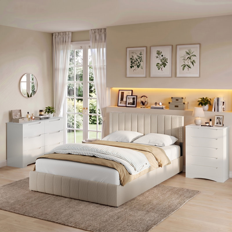 Ensemble de chambre à coucher 3 pièces Masad - Blanc - Grand