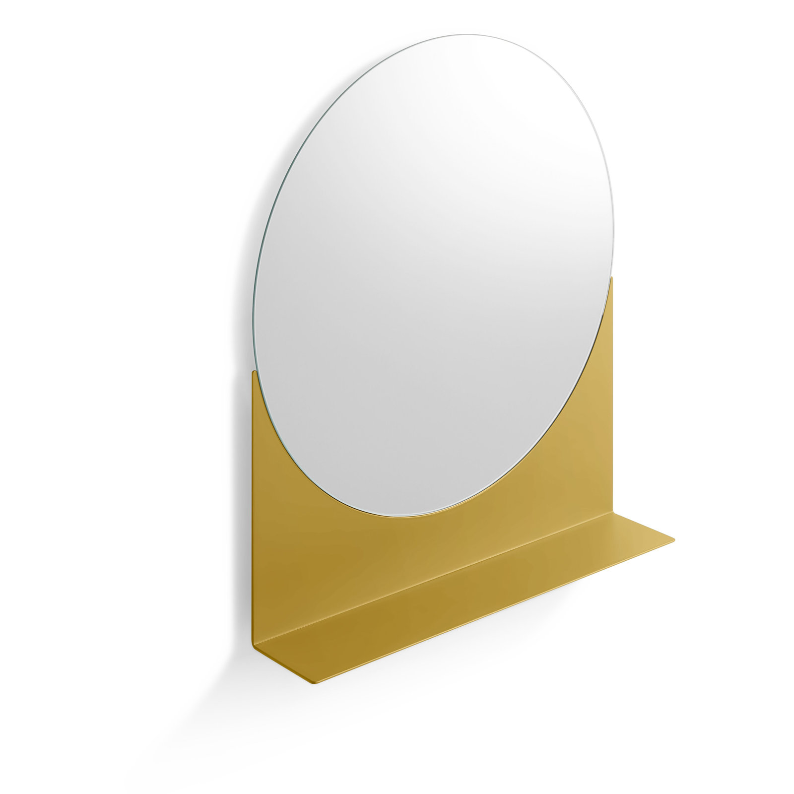 Glance Metal Wall Mirror with Shelves, Mustard