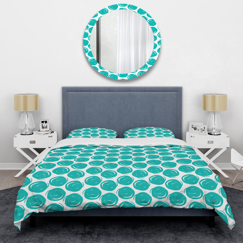 Motif de cercle vert - ensemble de housse de couette abstrait - polyester microfibre