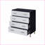 Commodes et amp; Commode moderne à 4 tiroirs, noir / argent / or | Noir et or | Bois et métal