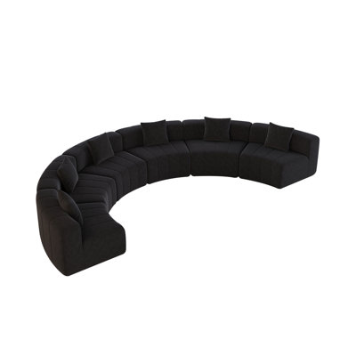 Canapé modulaire courbé en chenille avec 6 coussins, canapé modulaire courbé symétrique semi-circulaire pour la chambre à coucher, le salon, le bureau pour les loisirs ou la sieste, la salle de lecture et le hall d'entrée