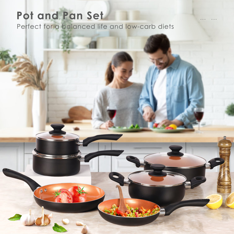 FRUITEAM 10 - Piece Non-Stick Aluminum Cookware Set & Reviews