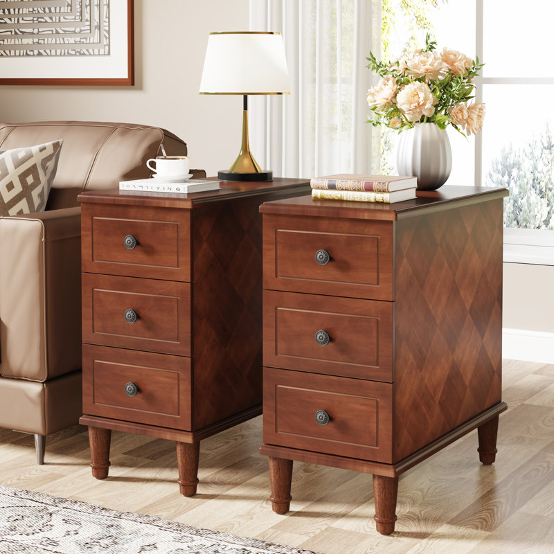 Solid Wood End Table, Set of 2