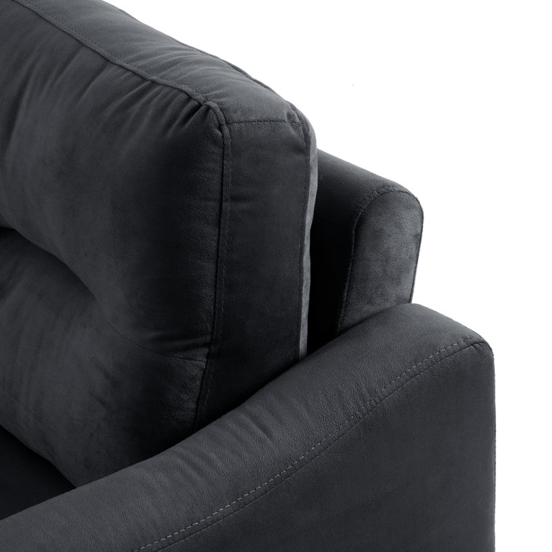 2 velours avec structure stable, convient au canapé de décoration de salon pour les petits espaces, tissu chenille, couleur noire