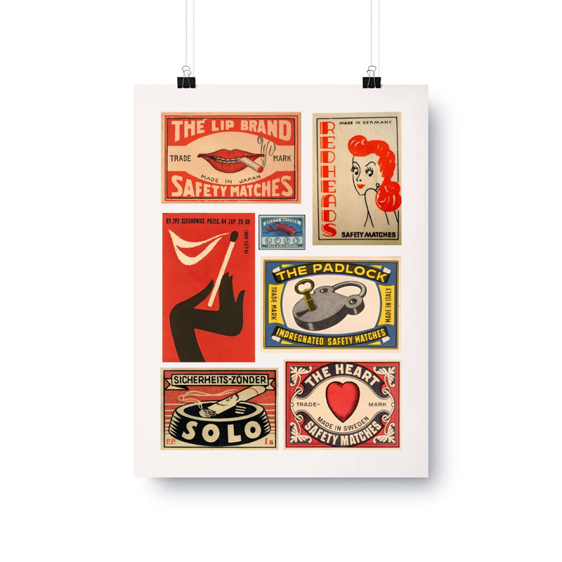 Vintage Matchbox Labels Wall Art, Retro Advertising Poster, Antique Matches Print, Wall Decor, Matte Vertical Poster, Unframed