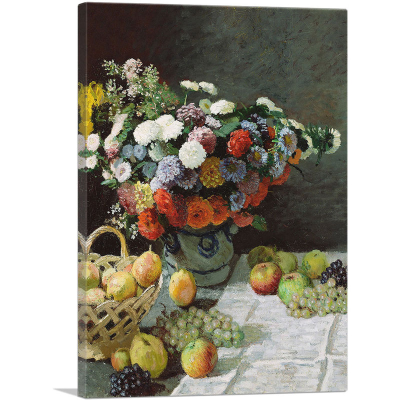 «Flowers and Fruit 1869» par Claude Monet, reproduction d'art sur toile tendue, H 18 po x l 12 po x P 0,75 po