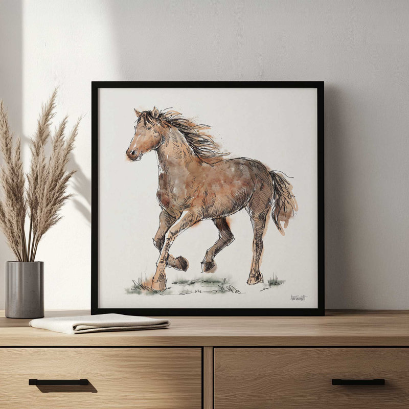 «Trot» par Anne Tavoletti, reproduction d'art, Brun, H 20 po x l 20 po