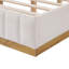 Structure de lit très grand avec tête de lit rembourrée en lin épais, base en bois massif, beige-121067758