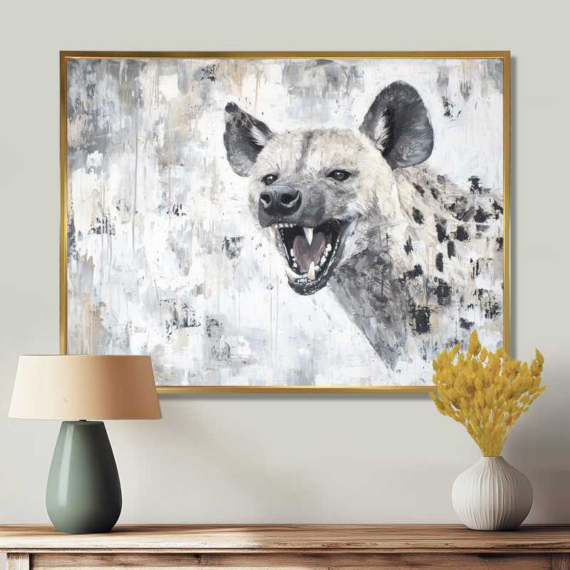 Hyène rayée «Calling I», reproduction d'art murale Hyena, H 12 po x l 20 po, Doré