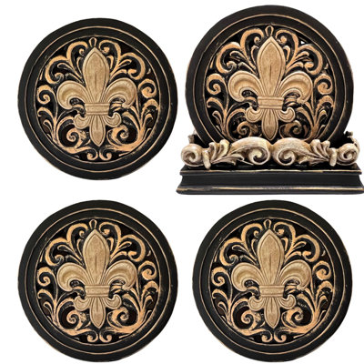 Ensemble de sous-verres en polyrésine bord de mer avec support résistant à l'eau pour cuisine ou bar