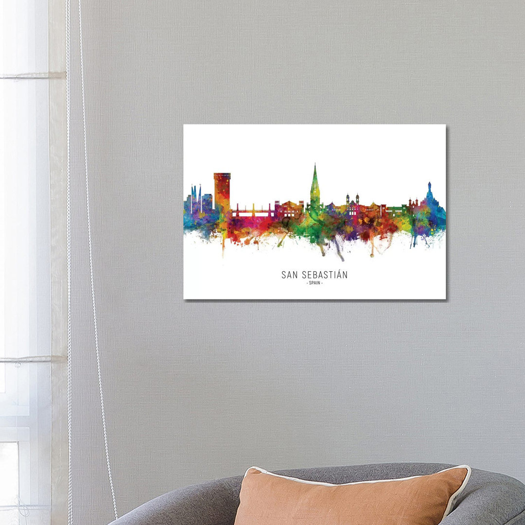 San Sebastian Spain Skyline by Michael Tompsett - Wrapped Canvas Print