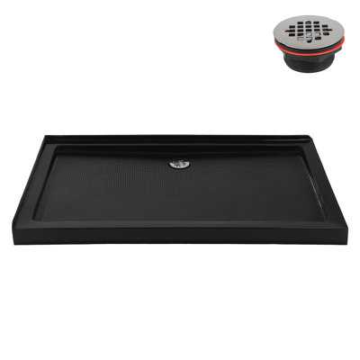 Streamline NT-2134-60BL-RH 60 in. x 36 in. Corner Acrylic Shower Base in Glossy Black with Right Hand Drain, Drain Included