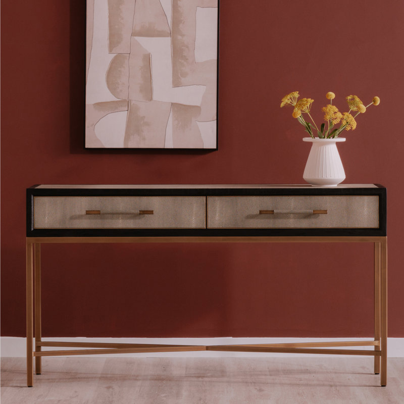 Meera 59" Console Table, Gray, Gold