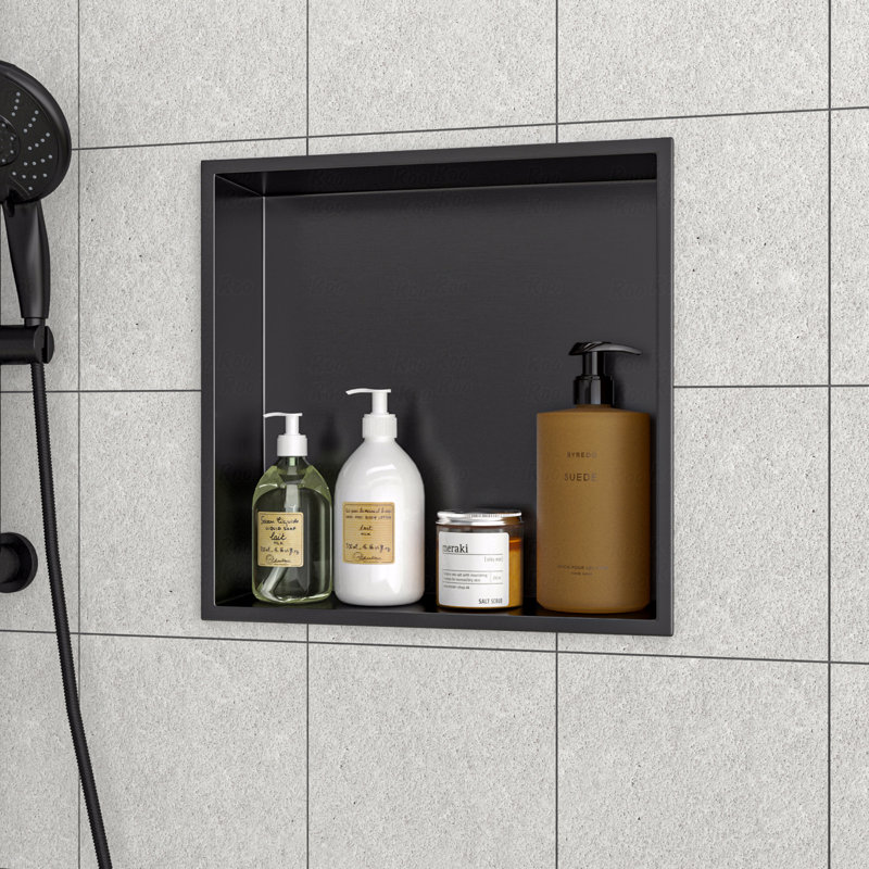 Niche de douche en acier inoxydable 15 po x 15 po, noir bronze, H 3,94 po x l 15 po x P 15 po, Bronze industriel-noir