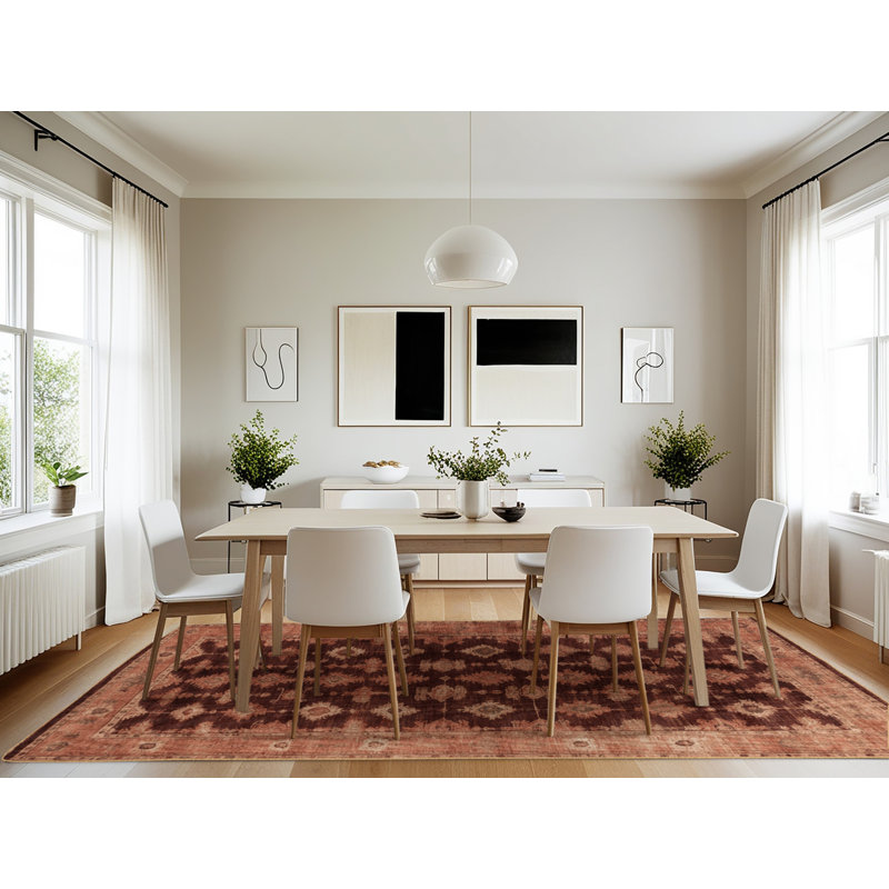 Machine Washable Overdyed Brown Area Rug, Rectangle 7' x 10'