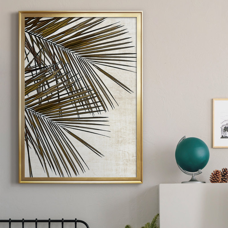 Palm I - peinture sur toile encadrée, Cadre doré, H 30,5 po x l 42,5 po x P 1,5 po