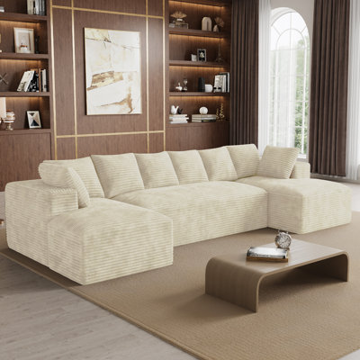 131'' Boneless Compression Sectional Oversized Sofa Couch with Pillows