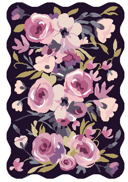 Violet Roses Rug, Rectangle 2'3" x 3'9"