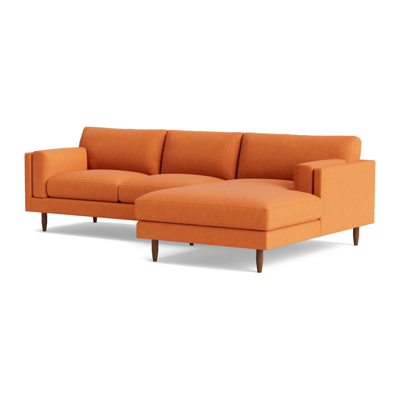 Skinny Fat Chaise Sectional, Performance Weave - Carrot, Right Hand Facing