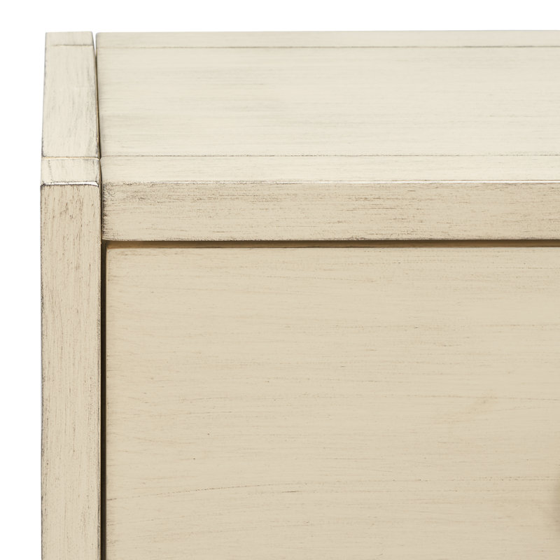 Antique White Wood and Metal Console Table with Storage