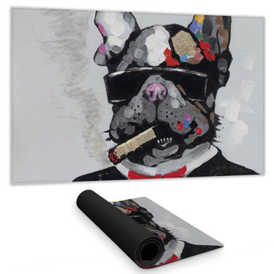 Smoking gangster bulldog - 14.00"x24.25" Desk mat