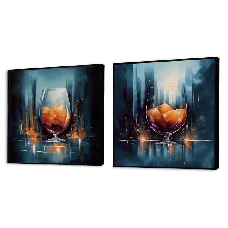 Ensemble de 2 verres à cognac Glam, Cadre flottant noir, H 36 po x l 73 po