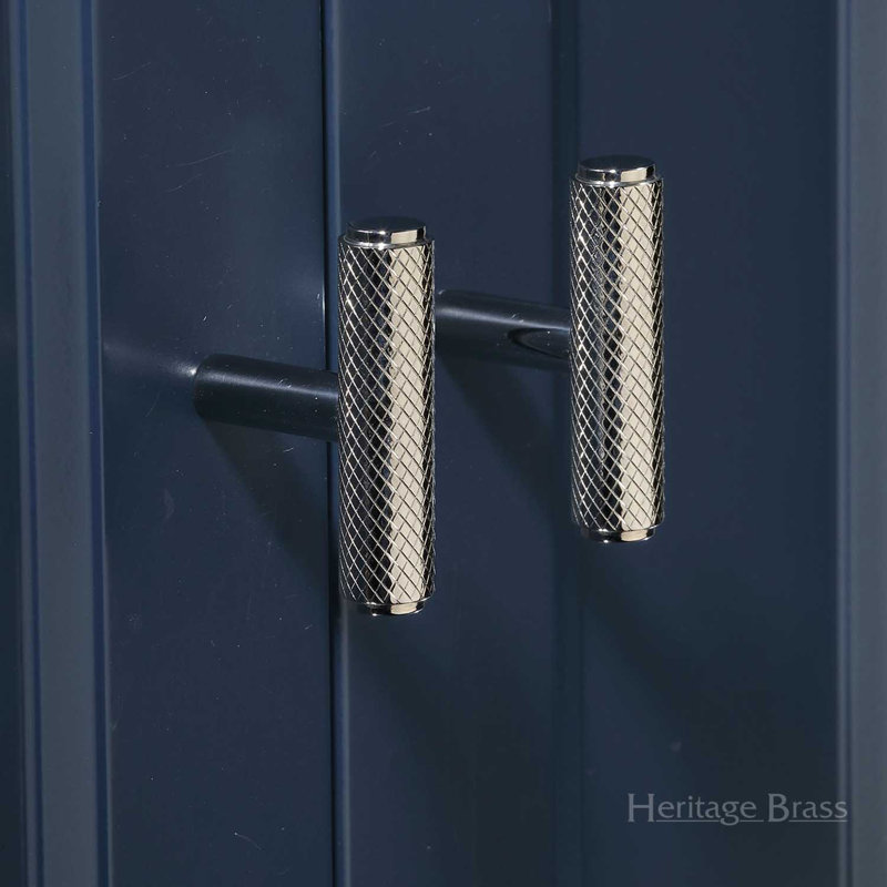Heritage Brass Cabinet Knob Knurled T-Bar Design 45mm