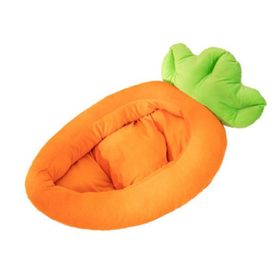 Mignon lit pour animal de compagnie en forme de carotte, nid douillet et moelleux pour chat, lit confortable toutes saisons pour chiots petits et moyens