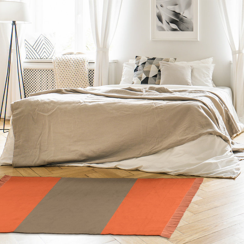 Tapis tissé à plat orange/or San Francisco, Non