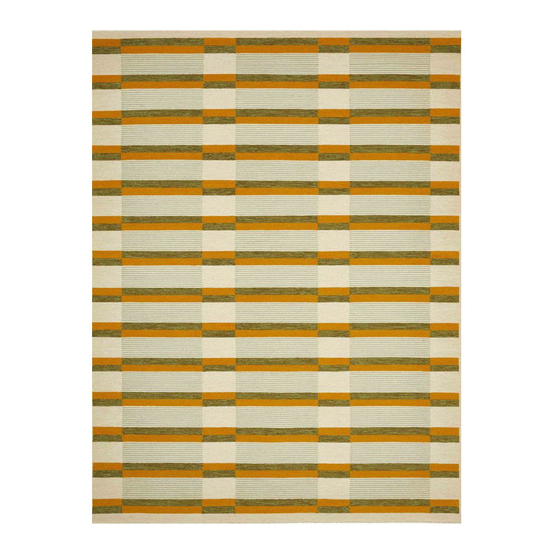 Paris Collection Yellow Toned Striped Pattern Creative Modern Decorative Machine Washable Rug