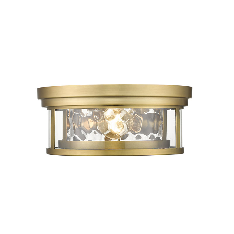Masuda Glass Flush Mount, Rubbed Brass