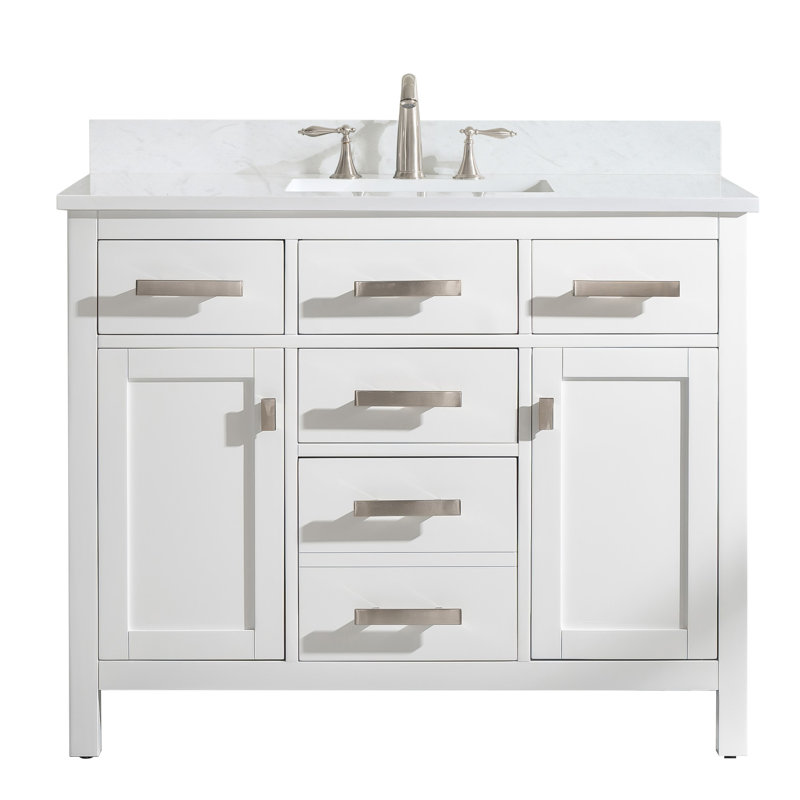 Ensemble de meuble-lavabo simple 42 po Willisville, Blanc, Nickel brossé