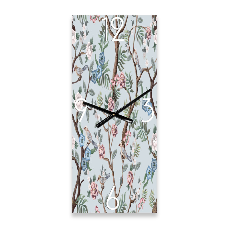 Horloge murale traditionnelle chinoise avec oiseaux et pivoines X, Petit