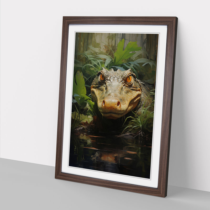 Alligator Contemporary - Framed Print, Walnut, 46cm H x 34cm W x 2cm D