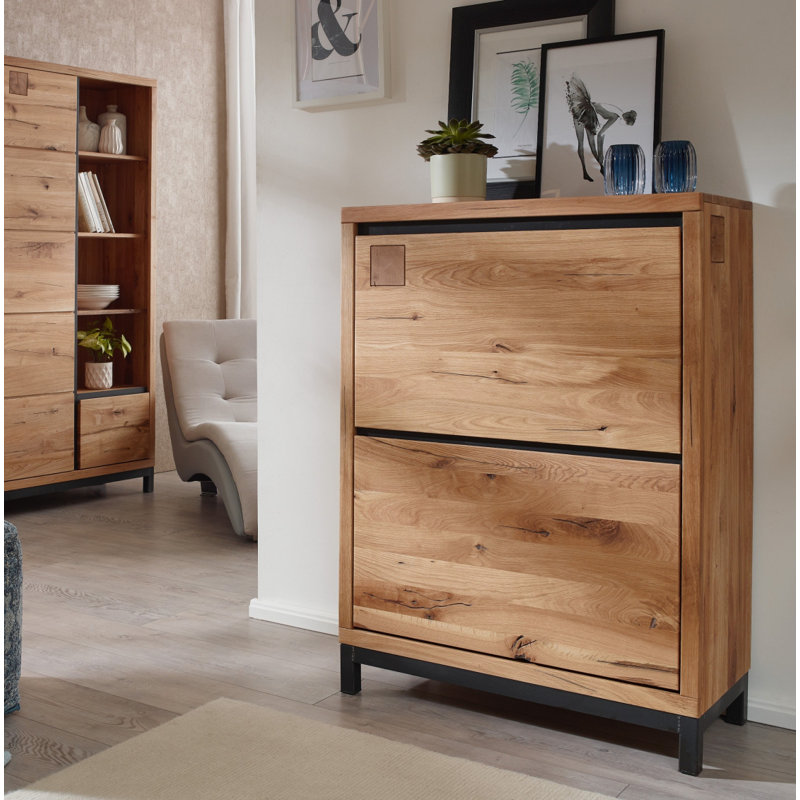 Villanders Solid Wood Flip Down Shoe Storage, Natural