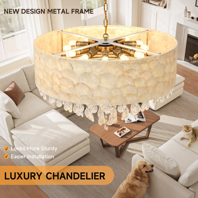 Modern Capiz Shell Crystal Chandeliers