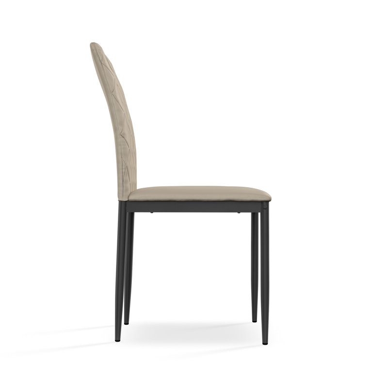 Marhill 18.1cm H Upholstered Side Chair, Beige Velvet, 2, Matte Black