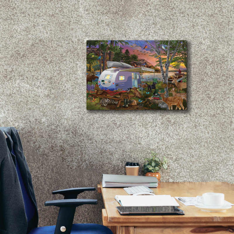 'Camp Site Watch Dogs' by Bigelow Illustrations Canvas Wall Art, 20" H x 24" W x 0.75" D
