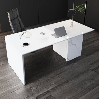 Bureau d'ordinateur en bois 59,8 "avec classeur en L et 3 tiroirs