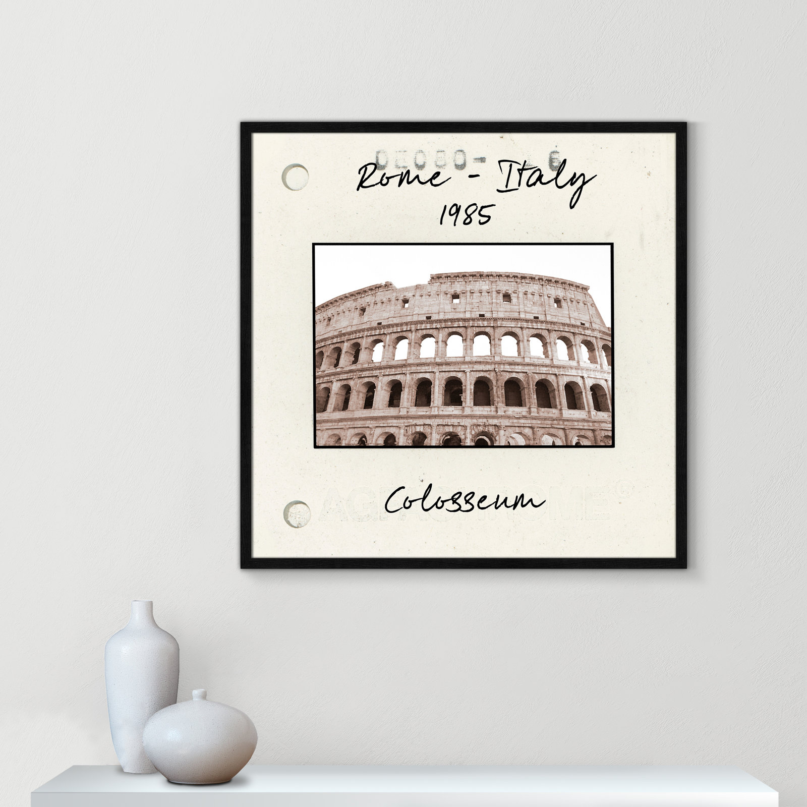 Rome, Italy - Colosseum Print by Natalie Carpentieri, Black Single Picture Framed Paper, 32" H x 32" W x 0.75" D