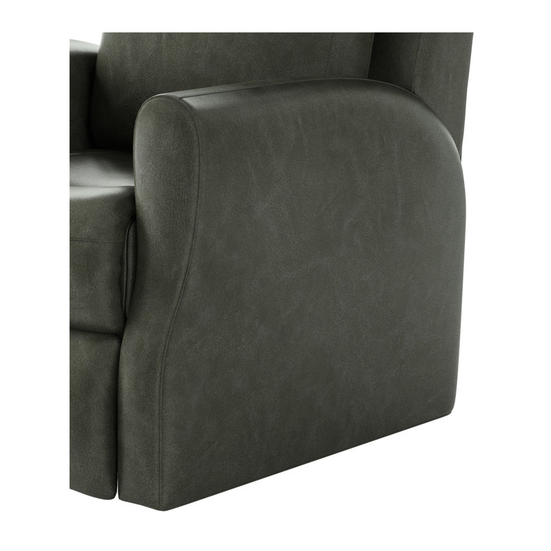 Fame Leather Recliner, Gray Polyester Blend, Rocker/Swivel