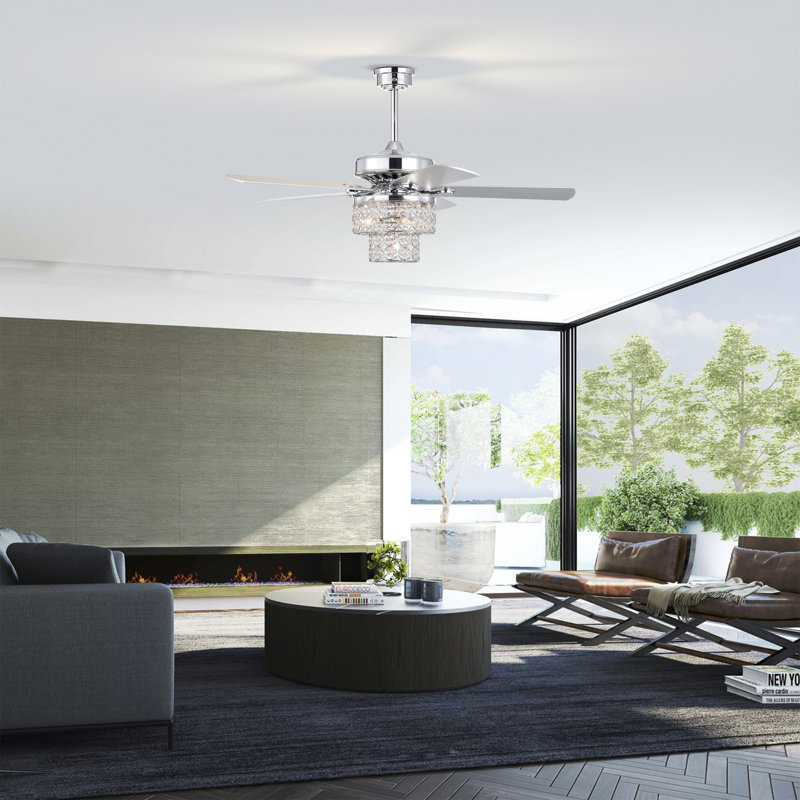 Ventilateur de plafond de 20 po à 5 pales avec télécommande et ensemble d'éclairage inclus