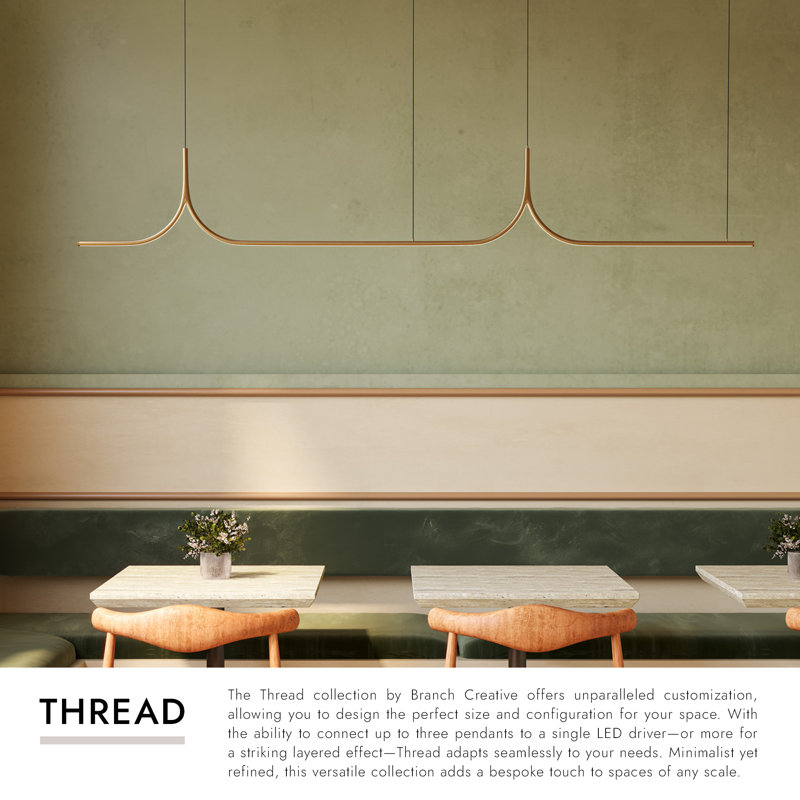 Thread 10-ft Gold dimmable LED Linear Pendant, 10-ft, Brushed Gold-UNV-010-RT