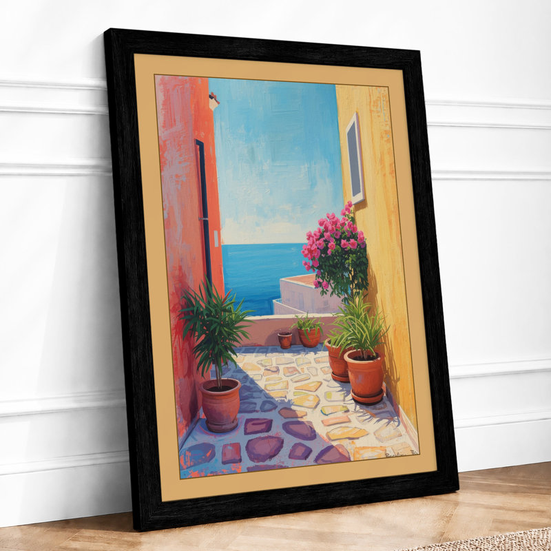Mediterranean Light Coastal - Framed Print, A3 - 42.0 x 29.7 cm, Black