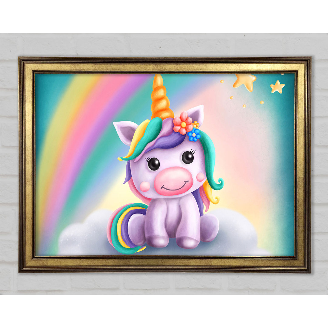 Einhorn Regenbogen Happy Gerahmter Druck